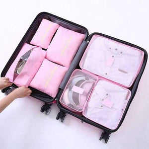 Planet Gates Light pink 7Pcs/set Trip Luggage Organizer Polyester Portable Travel Partition Pouch Storage Bags Home Organization Accessories Supplies