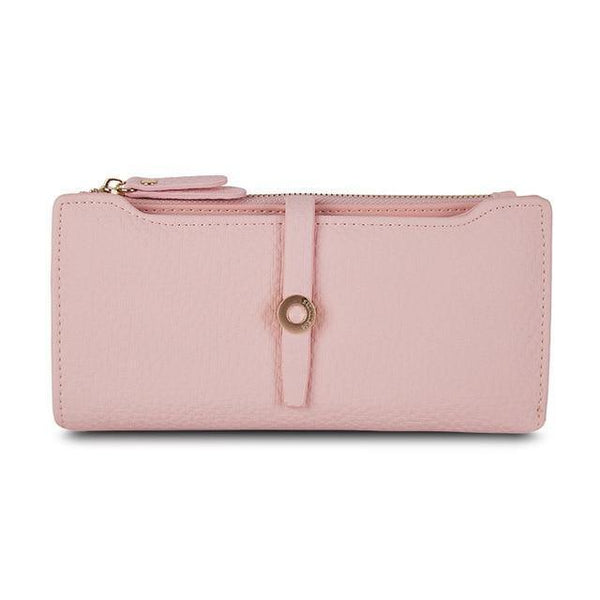 Planet Gates Light pink Quality Latest Lovely Leather Long Women Wallet Fashion Girls Change Clasp Purse Money Coin Card Holders wallets Carteras