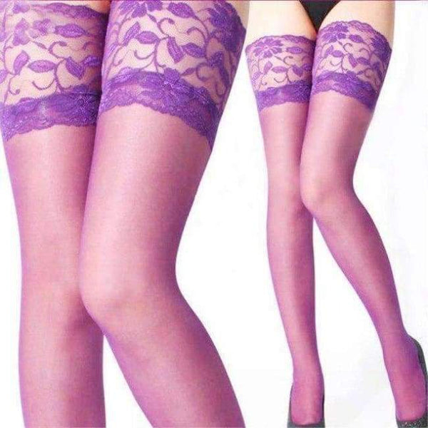 Planet Gates light purple 10 Pairs Thigh High Stocking Women Summer Over The knee Socks Sexy girl Femme Hosiery Nylon Lace Style Stay Up Stockings
