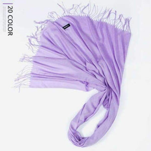 Planet Gates Light Purple / 216cmX65cm Autumn and Winter Scarf Women Fashion Solid Cashmere scarves for Women Shawls and Wraps 35 Colours