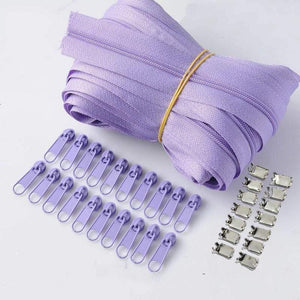 Planet Gates light purple / 3# / 10M20PCSilder10Stopp Meetee 10/20M Nylon 3# Coil Zipper With Slider & Stopper For Quilt Bags Tent Invisible Clothing Zip Sewing Crafts Accessories