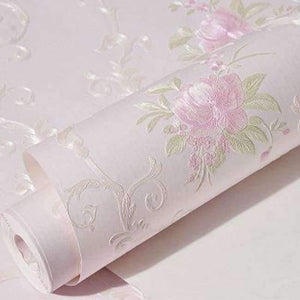 Planet Gates Light Purple / 5.3㎡ 3D Stereoscopic Flower Pastoral Non-woven Thickened Wallpaper Wall Covering Roll Wall Papers Home Decor Living Room Bedroom Wall