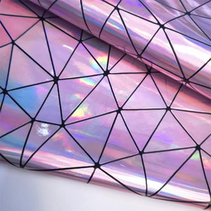 Planet Gates Light Purple / A4 20cm x30cm Laser Iridescent Geometric PU Faux Leather Fabric Synthetic Bag Bow Craft DIY Jewelry Clothing Sewing Material