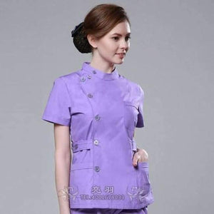 Planet Gates light purple / S Summer women hospital customized logo medical scrub set design slim fit dental scrubs beauty salon nurse uniform spa