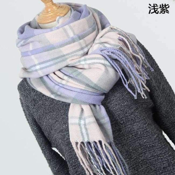 Planet Gates Light purple Scarf 2018 Pashmina Scarf Women Tassels Scarves Wraps Autumn Winter Blanket Shawls plaid scarves YR004
