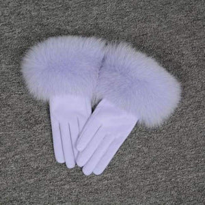 Planet Gates Light Purple / Size M Jancoco Max* 10 Colours 2018 Genuine Leather Glove New Arrival Real Sheepskin & Fox Fur Gloves Women's Fashion Style S7200