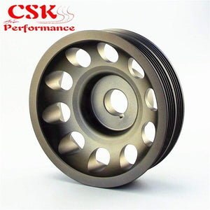 Planet Gates Light Weight Aluminum Crankshaft Crank Pulley for Subaru Impreza WRX STI Gray