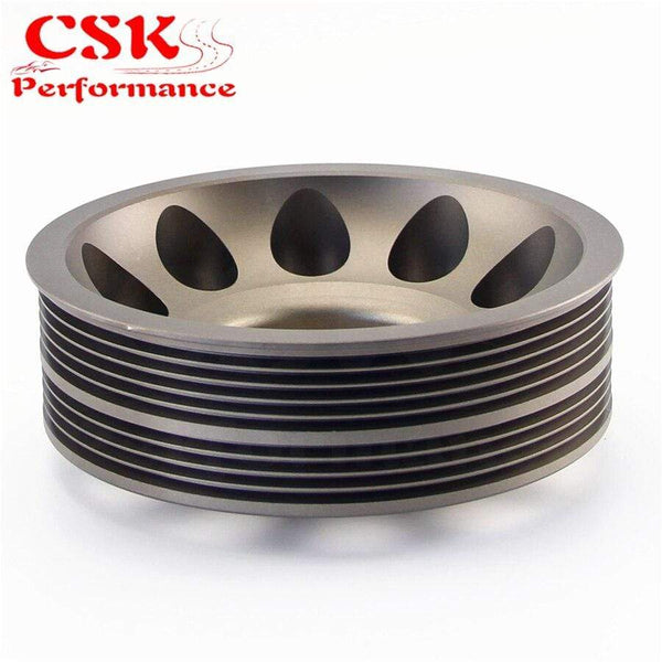 Planet Gates Light Weight Aluminum Crankshaft Crank Pulley for Subaru Impreza WRX STI Gray