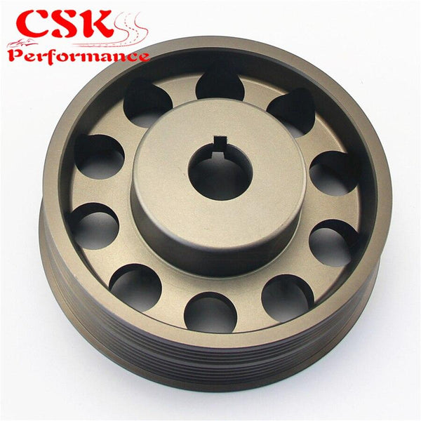 Planet Gates Light Weight Aluminum Crankshaft Crank Pulley for Subaru Impreza WRX STI Gray