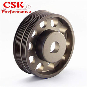 Planet Gates Light Weight Aluminum Crankshaft Crank Pulley for Subaru Impreza WRX STI Gray