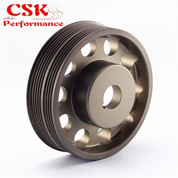 Planet Gates Light Weight Aluminum Crankshaft Crank Pulley for Subaru Impreza WRX STI Gray