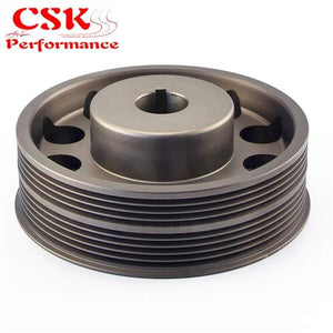 Planet Gates Light Weight Aluminum Crankshaft Crank Pulley for Subaru Impreza WRX STI Gray