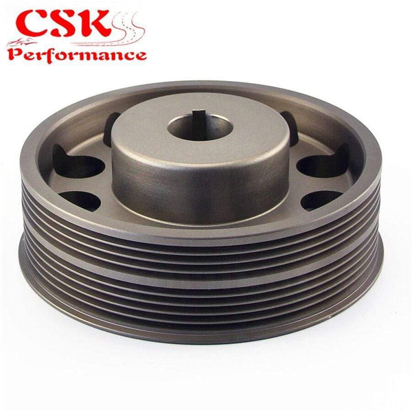 Planet Gates Light Weight Aluminum Crankshaft Crank Pulley for Subaru Impreza WRX STI Gray