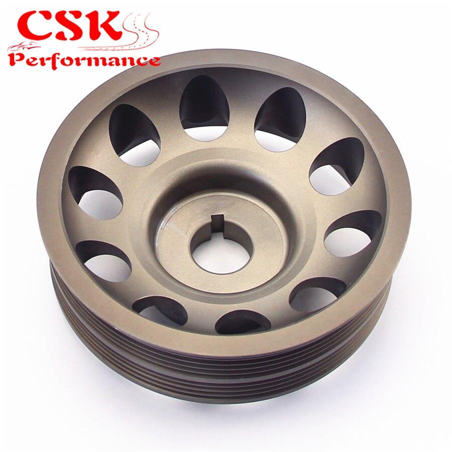 Planet Gates Light Weight Aluminum Crankshaft Crank Pulley for Subaru Impreza WRX STI Gray