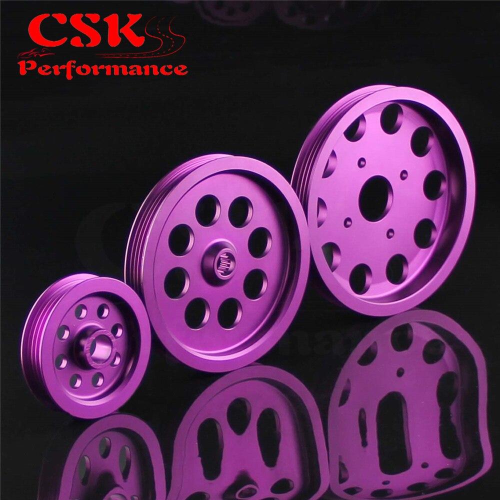 Planet Gates LIGHT-WEIGHT CRANK PULLEY Fits For Nissan skyline GTS GTR RB20 RB25 RB26 PULLEY PURPLE