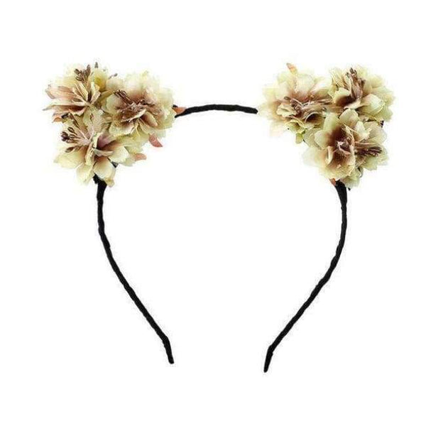 Planet Gates light yellow 10pcs/lot Women and Children Party Hairbands Rabbit Ears Floral Headband Hair Accessories For Bride Beach Wedding Headdress
