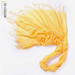 Planet Gates Light Yellow / 216cmX65cm Autumn and Winter Scarf Women Fashion Solid Cashmere scarves for Women Shawls and Wraps 35 Colours