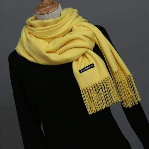 Planet Gates light yellow / China Women scarf soild winter cashmere scarves for ladies neck warm pashmina long shawl wraps bandana foulard female head hijab