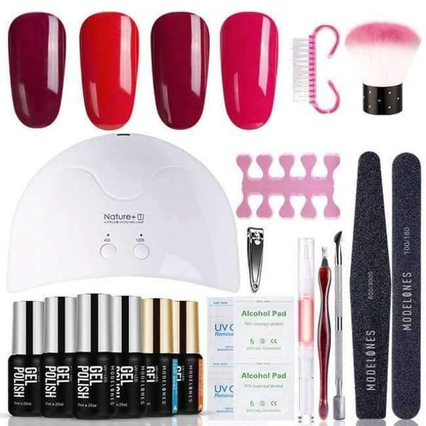 Planet Gates Light Yellow DIY Nail Art Practice Nail Gel Tools Set Nature+16W Led Lamp Nail Dryer Soak Off 3 Colors UV Gel Base Top Coat In Set