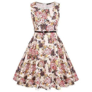 ACEVOG Kvindekjole Retro Vintage 1950s 60s Rockabilly Blomster Swing Sommer Kjoler Elegant Strik-knude Tunika Vestidos Robe Oversize