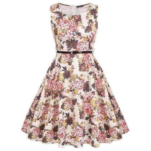 ACEVOG Kvindekjole Retro Vintage 1950s 60s Rockabilly Blomster Swing Sommer Kjoler Elegant Strik-knude Tunika Vestidos Robe Oversize
