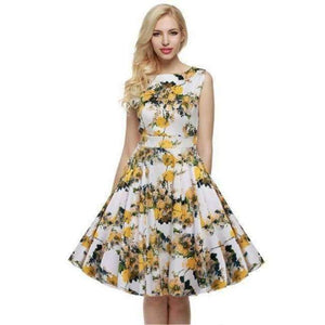 Planet Gates Lysegul / L ACEVOG Damekjole Retro Vintage 1950'er 60'er Rockabilly Blomster Swing Sommerkjoler Elegant Sløjfeknude Tunika Vestidos Morgenkåbe Oversize