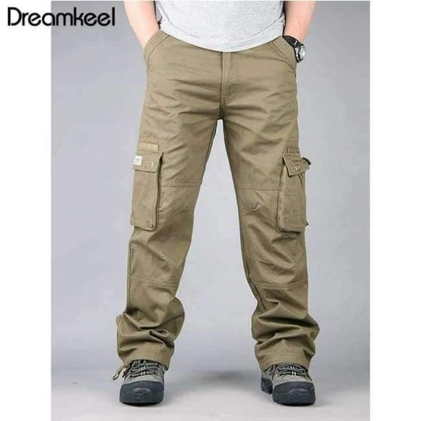 Planet Gates LightGreen / 30 Tactical Military Fatigues Cargo Pants Men Men's Cotton Loose Military Trousers Pants Plus Size 40 Light Green