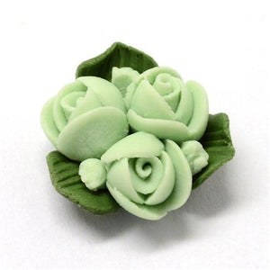 Planet Gates LightGreen 50pcs Handmade Porcelain Flower Cabochons China Clay Beads DIY Jewelry Making about 15.5~17.5mm long 15~17mm wide 8~9mm thick