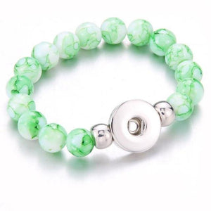 Planet Gates lightgreen Handmade Snap Button Bracelet 10mm Imitation Pearls Beads Snap Jewelry Fit 18mm Snap Button Jewelry Beaded Bracelet