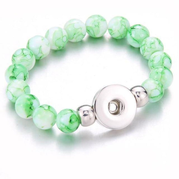 Planet Gates lightgreen Handmade Snap Button Bracelet 10mm Imitation Pearls Beads Snap Jewelry Fit 18mm Snap Button Jewelry Beaded Bracelet