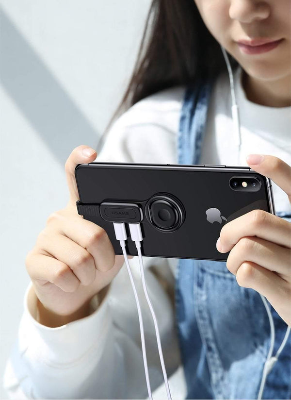 Planet Gates Lighting with 3.5mm For Dual Lightning Ring Holder Adapter for iPhone AUX to 3.5mm Audio Charger for Splitter iPhone Jack Headphones Headset Adapter