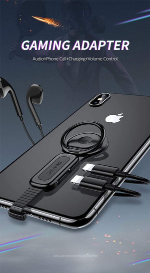 Planet Gates Lighting with 3.5mm For Dual Lightning Ring Holder Adapter for iPhone AUX to 3.5mm Audio Charger for Splitter iPhone Jack Headphones Headset Adapter