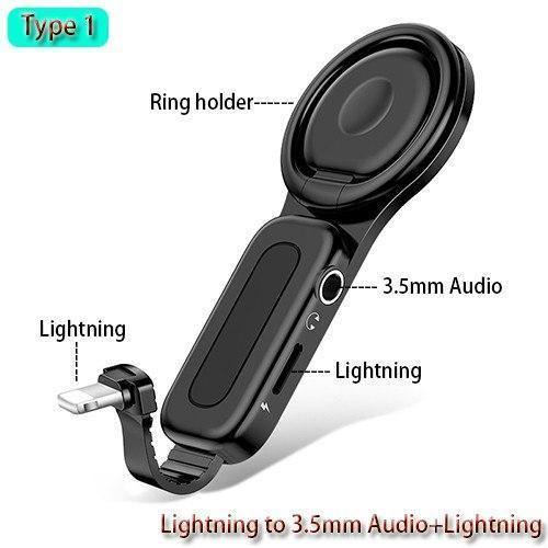 Planet Gates Lighting with 3.5mm For Dual Lightning Ring Holder Adapter for iPhone AUX to 3.5mm Audio Charger for Splitter iPhone Jack Headphones Headset Adapter