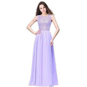 Dark Navy Chiffon Bridesmaid Dresses Long 2017 Sleeveless Wedding Party Dresses Royal Blue Formal Dresses Under $50 - Lilac / 6