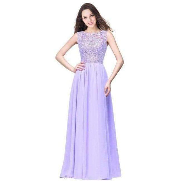 Dark Navy Chiffon Bridesmaid Dresses Long 2017 Sleeveless Wedding Party Dresses Royal Blue Formal Dresses Under $50 - Lilac / 6