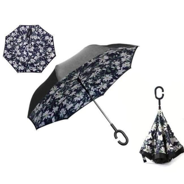 Planet Gates Lily Reverse Folding Double Layer Inverted Chuva Umbrella Self Stand Inside Out Rain Protection C-Hook Hands For Car