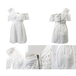 Planet Gates Lily Rosie Girl Ruffle short sleeve white sexy dress women 2018 New pink mini lace dresses Beach party one shoulder vestidos