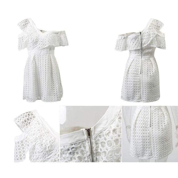 Planet Gates Lily Rosie Girl Ruffle short sleeve white sexy dress women 2018 New pink mini lace dresses Beach party one shoulder vestidos