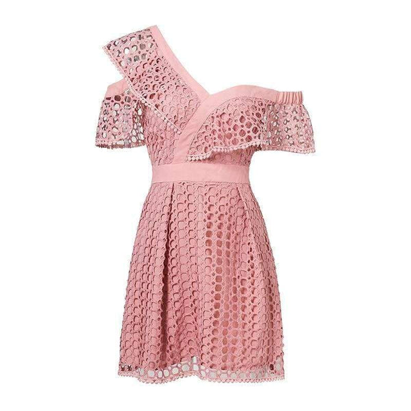 Planet Gates Lily Rosie Girl Ruffle short sleeve white sexy dress women 2018 New pink mini lace dresses Beach party one shoulder vestidos