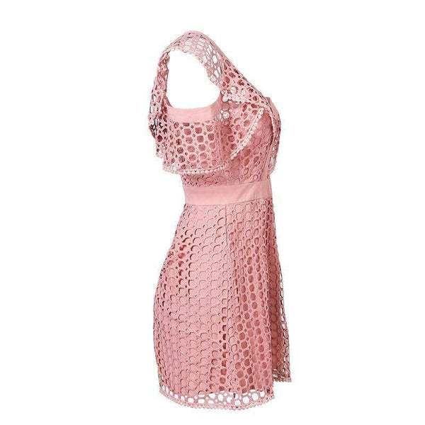 Planet Gates Lily Rosie Girl Ruffle short sleeve white sexy dress women 2018 New pink mini lace dresses Beach party one shoulder vestidos