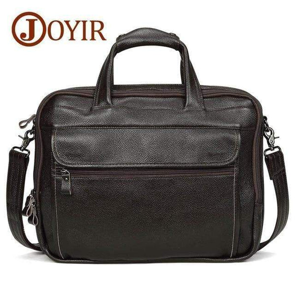 Planet Gates Litchi coffee Men Briefcases Genuine Leather Vintage Handbag 15"Laptop Briefcase Messenger Shoulder Crossbody Bag Men's Bag Business Bag