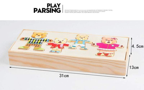 Planet Gates Little Bear Change Clothes Children's Early Education Wooden Jigsaw Puzzle Dressing Game Baby Puzzle Toys For Children Gift