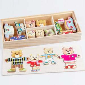 Planet Gates Little Bear Change Clothes Children's Early Education Wooden Jigsaw Puzzle Dressing Game Baby Puzzle Toys For Children Gift