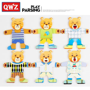 Planet Gates Little Bear Change Clothes Children's Early Education Wooden Jigsaw Puzzle Dressing Game Baby Puzzle Toys For Children Gift