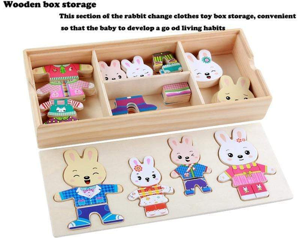 Planet Gates Little Bear Change Clothes Children's Early Education Wooden Jigsaw Puzzle Dressing Game Baby Puzzle Toys For Children Gift