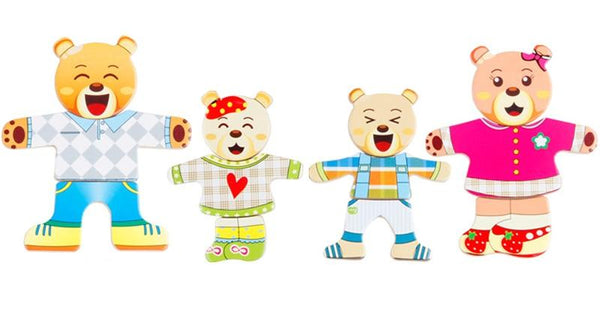 Planet Gates Little Bear Change Clothes Children's Early Education Wooden Jigsaw Puzzle Dressing Game Baby Puzzle Toys For Children Gift