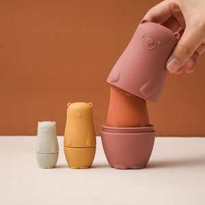Planet Gates Little Bear Matryoshka Toys Montessori Toys Silicone Baby Teether  Silicone Russian Nesting Dolls Educational Toys Children Toys