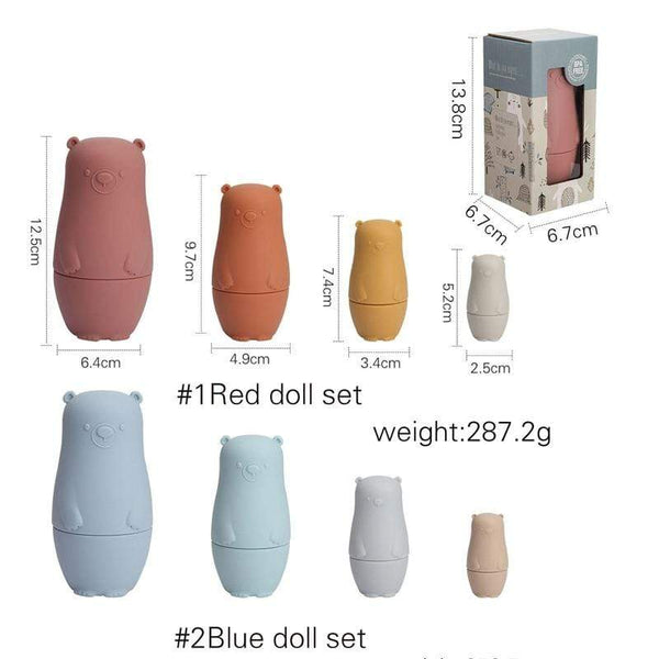 Planet Gates Little Bear Matryoshka Toys Montessori Toys Silicone Baby Teether  Silicone Russian Nesting Dolls Educational Toys Children Toys