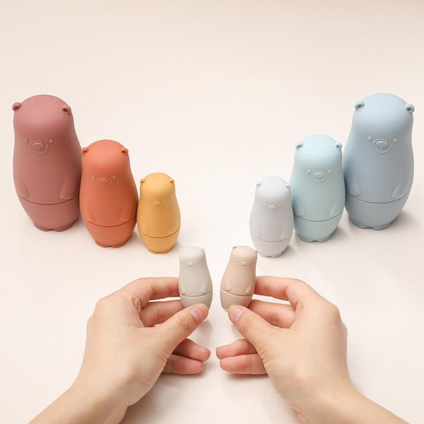 Planet Gates Little Bear Matryoshka Toys Montessori Toys Silicone Baby Teether  Silicone Russian Nesting Dolls Educational Toys Children Toys