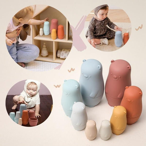 Planet Gates Little Bear Matryoshka Toys Montessori Toys Silicone Baby Teether  Silicone Russian Nesting Dolls Educational Toys Children Toys